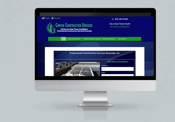 Canyon Construction Services website mock-up